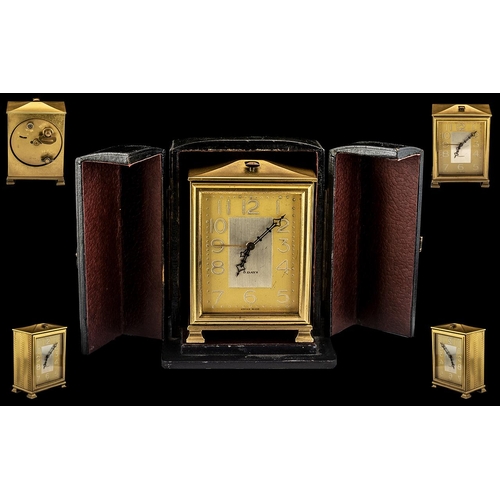 83 - Swiss Made - Fine Quality and Heavy Gold - Gilt Metal Travellers Time-Piece with Alarm Facility. c.1... 