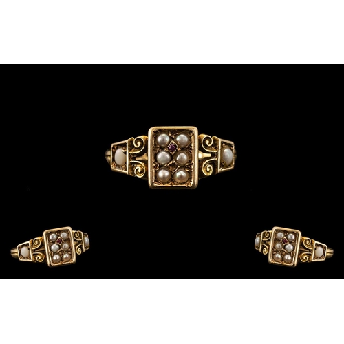 55A - Antique Period - Attractive 15ct Gold Pearl Set Dress Ring. Excellent Proportions and Design. Hallma... 