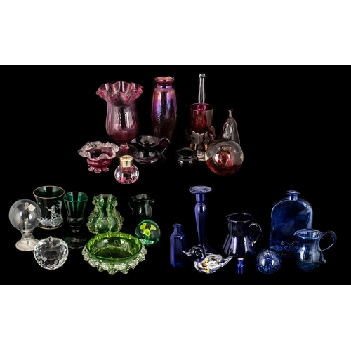 771 - A Collection of Coloured Glass to include cranberry. Colours predominantly red, blue and green. To i... 