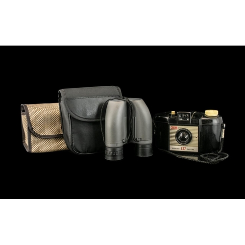 Kodak Brownie 127 Camera, 'Dakon' lens, in original brown checked