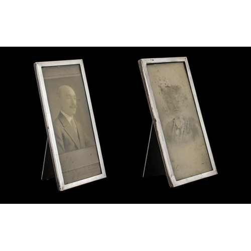 122 - A Pair of Matching Rectangular Shaped Silver Photo Frames with Mahogany Backs and Struts. Hallmark B... 