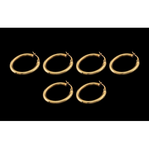 125 - Collection of 9ct Gold Hoop Earrings ( 3 ) Pairs In Total. All Marked for 9ct And All In Good Condit... 