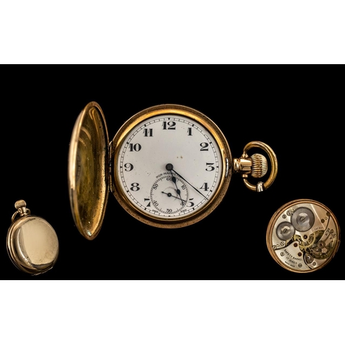 127 - Antique Period Gold Plated Full Hunter Pocket Watch. Guaranteed to be of Two Plates of Gold with Com... 