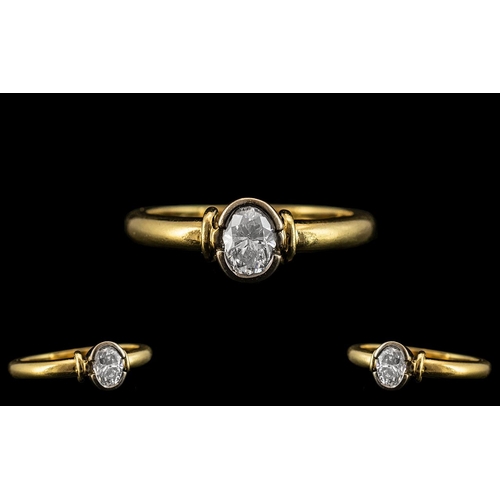 15 - 18ct Gold Superb Quality Pave Set Single Stone Diamond Ring of Excellent Contemporary Design. The Ov... 