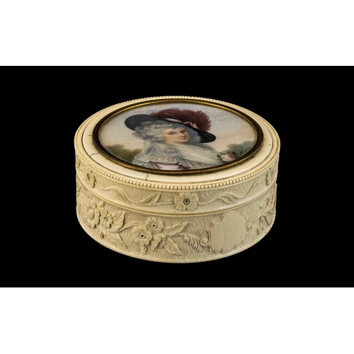 100 - French - Early 19th Century Superb Quality - Signed Portrait Miniature on Ivory of A French Noble La... 