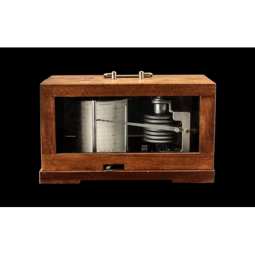 1103 - Modern German Barograph in Wooden Case, Model: 'Feingeratebau' 9362 Drebachierzg. Type; W 21714- 943... 