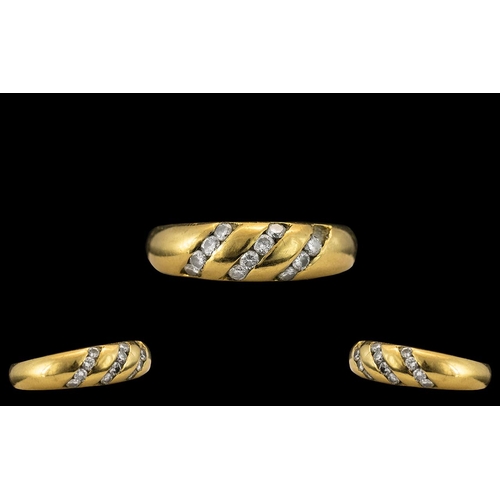 120 - 18ct Yellow Gold - Attractive Pave Diamond Set Dress Ring. The Eleven Brilliant Cut Diamonds of Good... 