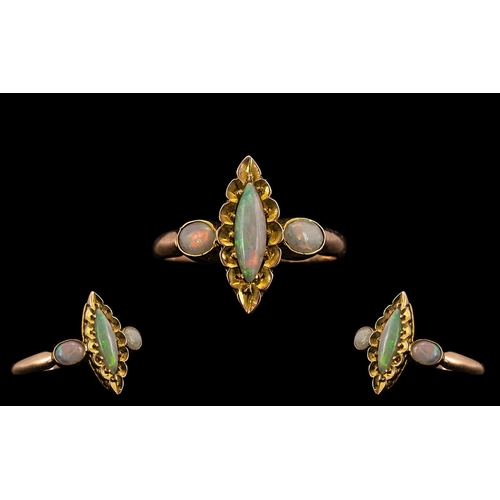 38 - Antique Period - Good Quality 9ct Gold Opal Set Ring of Pleasing Design. Excellent Setting and Wonde... 