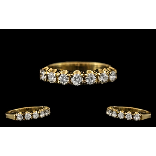 24 - 18ct Gold - Top Quality and Attractive Seven Stone Diamond Set Ring, Marked with Full Hallmark 750 -... 