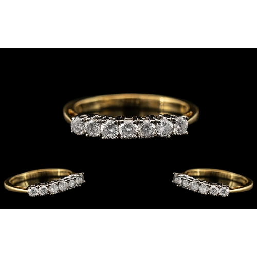 26 - 18ct Gold - Attractive Seven Stone Diamond Set Dress Ring. Fully Hallmarked for 750 - 18ct. The Seve... 