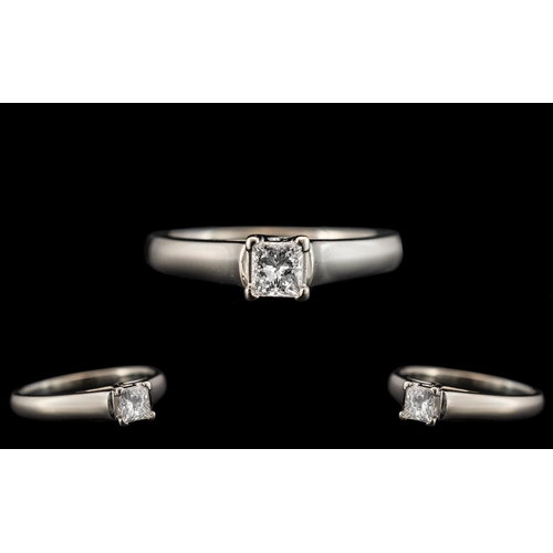 35 - Platinum Superb and Contemporary Designed Single Stone Diamond Set Ring with Full Hallmark 950 Plati... 