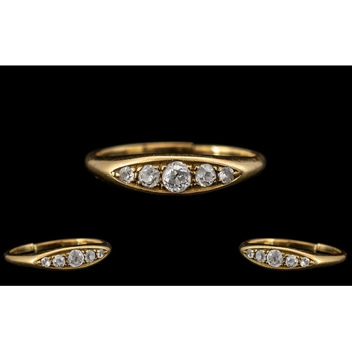 72 - 18ct Yellow Gold Attractive 5 Stone Diamond Set Ring marked 18ct. The five semi-cushion cut diamond ... 