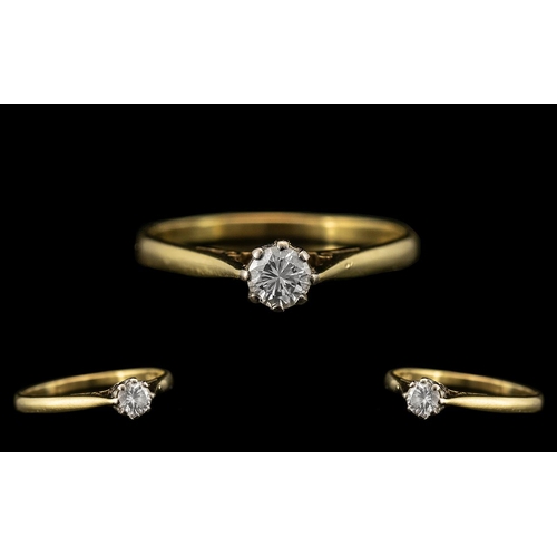 73 - 18ct Gold Attractive Single Stone Diamond Ring full hallmark for 750 - 18ct. The round brilliant cut... 