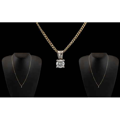 51 - 9ct Gold Diamond Set Pendant with Attached 9ct Gold Chain. Both Fully Hallmarked for 9.375. Est Diam... 