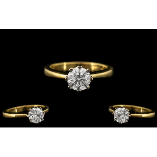 8 - Contemporary Designed 18ct Gold - Good Quality Single Stone Diamond Set Ring. Full 18ct - 750 Birmin... 