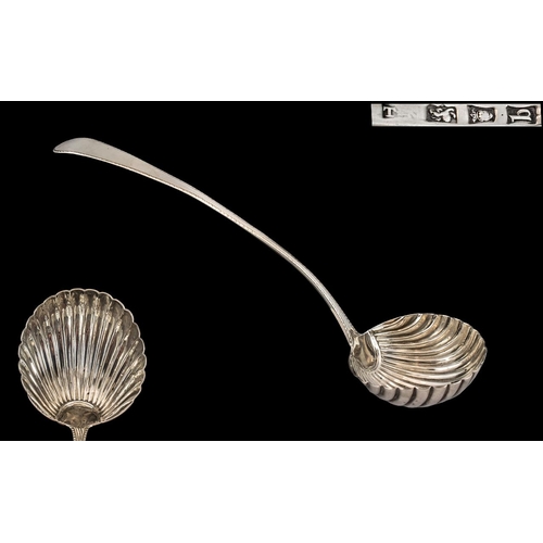 90 - George III Superb Quality - Silver Ladle of Large Proportions with Shell / Fluted Pattern Bowl and R... 