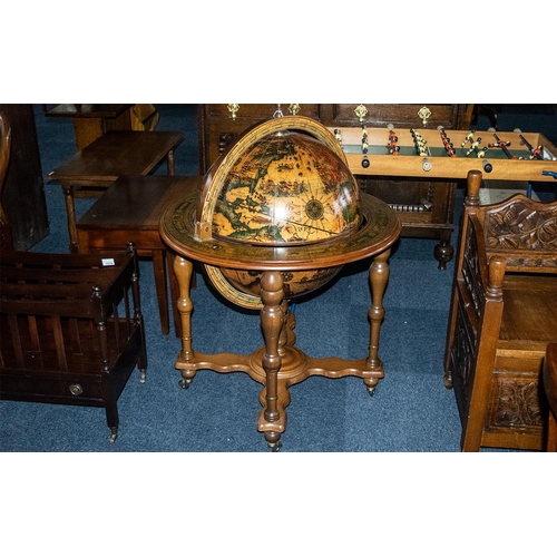 1075 - Italian Reproduction Floor Standing Globe Cocktail Cabinet with a lift up lid and fitted interior.  ... 