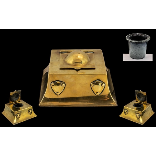 110 - Charles Francis Annesley Voysey (1857-1941) for Jesson, Burkett & Co.  Brass inkwell circa 1898 of s... 