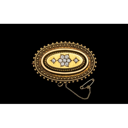 81 - Antique Period Excellent 15ct Gold Oval Shape Diamond Set Brooch/Locket with 15ct gold attached safe... 