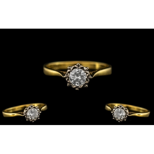 18A - 18ct Gold - Good Quality Single Stone Diamond Set Ring. Marked 18ct to Interior of Shank. Marked 18c... 