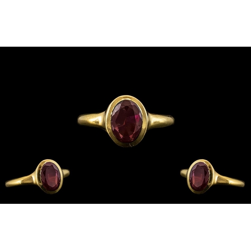 60A - Antique Period 18ct Gold Single Stone Amethyst Set Ring. Full Hallmark for Chester 1912. The Oval Sh... 