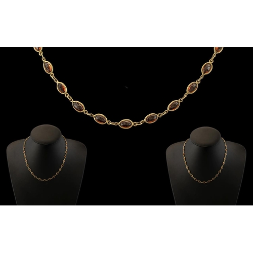 61A - Ladies 9ct Gold - Attractive Topaz Set Necklace, The Pave Faceted Topaz's ( 33 ) total, of Good Colo... 