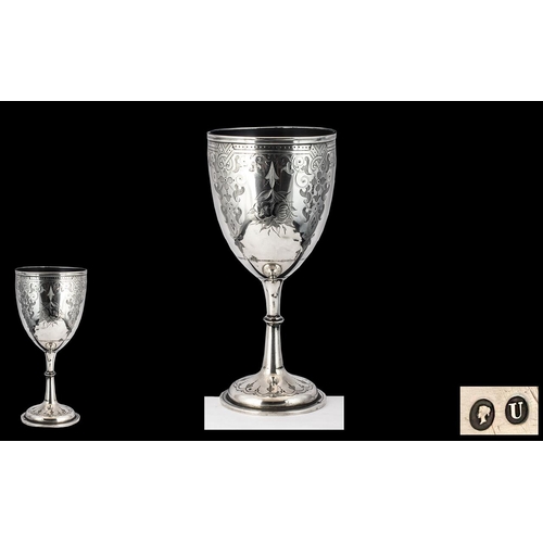 109 - George Unite Sterling Silver Chalice with Chased Design to body and base.  Hallmark for Birmingham 1... 