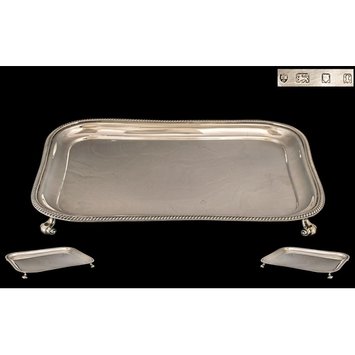 112 - Victorian Period 1837 - 1901 Superb Quality Sterling Silver Rectangular Footed Tray ( Waiter Drinks ... 