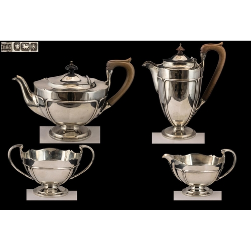 124 - Art Nouveau Design Superb Quality Sterling Silver ( 4 ) Piece Tea Service. Of Wonderful Design and P... 