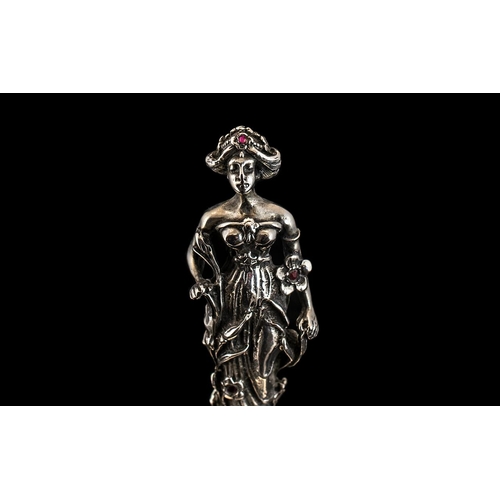 137 - Russian Silver Cast Lady on Marble Base fully hallmarked silver.  Lady of fine detail, decorated in ... 