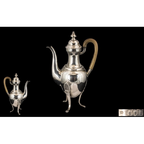 111 - Edwardian Period 1902 - 1910 Superb Quality Sterling Silver Chocolate Pot of Pleasing Design / Form.... 