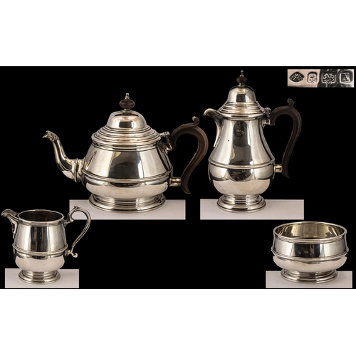 128 - A Superb Quality and Stylish 1920's Matched Sterling Silver - Tea for Two ( 4 ) Piece Tea Service. O... 