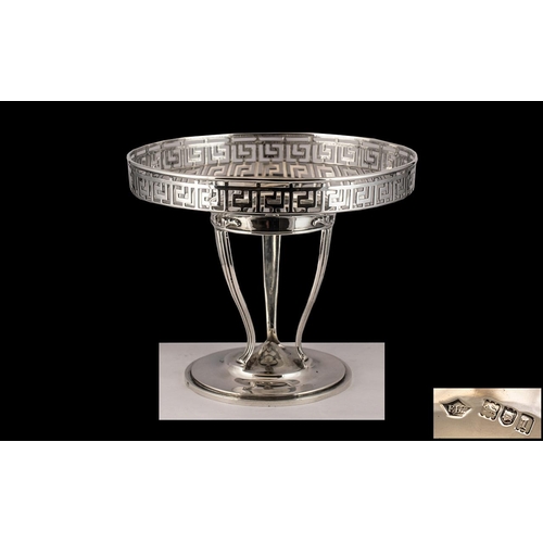 135 - Edwardian Period Art Nouveau Sterling Silver Tazza / Compote, With Pierced Gallery Supported on a Tr... 