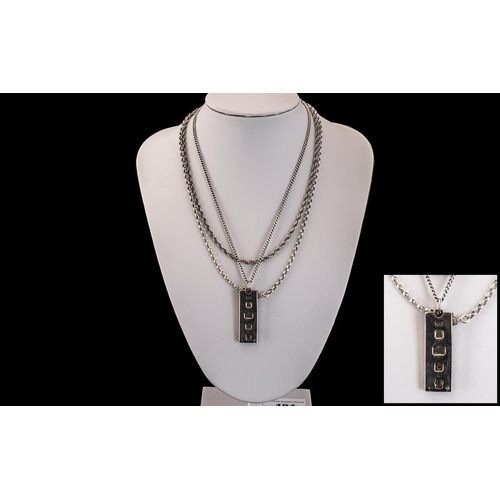 194 - 1oz Sterling Silver Ingot with attached Sterling Silver Chain, plus two further silver chains.  All ... 