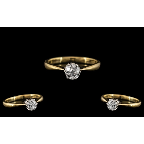 48 - 18ct Gold and Platinum - Good Quality Single Stone Diamond Set Ring. The Brilliant Cut Diamond of Ex... 