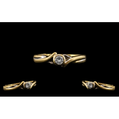 88 - Contemporary Designed 18ct Gold Single Stone Diamond Set Ring. The Pave Set Ring Diamonds of Good Co... 