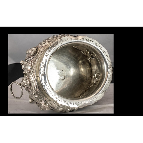 120 - Dutch - 19th Century Superb Cast Silver Twin Handle Embossed Small Footed Sugar Bowl. c.1870. Silver... 