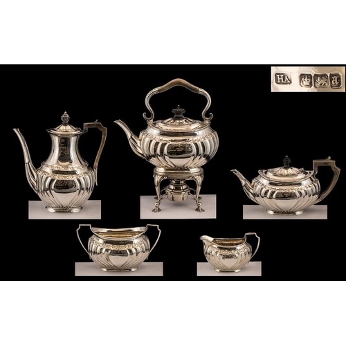 158 - Victorian Period - Superb Quality and Impressive ( 5 ) Piece Sterling Silver Tea and Coffee Set of E... 