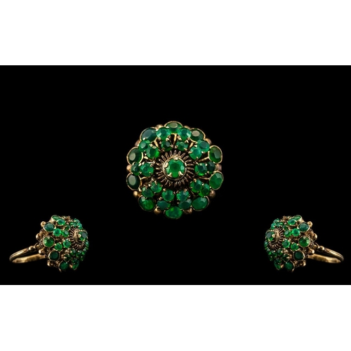 176 - Ladies - Early 20th Century 9ct Gold Emerald Ring - From the 1920's. Expensive and Unusual Setting, ... 