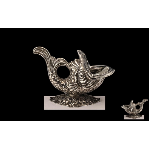 290 - Unusual Chinese Silver Vase in the form of a Dolphin.  Very unusual and decorative silver vase, in t... 