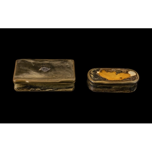 308 - Two Bone/Horn Table Snuff Boxes.  Antique horn table snuff boxes, largest 9.5 cm wide.