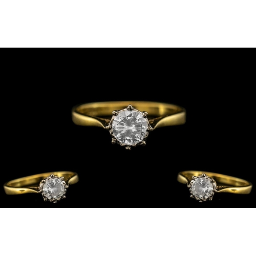 81 - 18ct Gold - Good Quality Single Stone Diamond Set Ring. Marked 18ct to Interior of Shank. Marked 18c... 