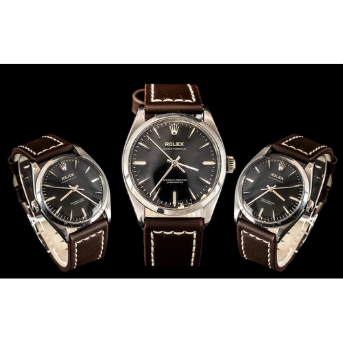 19A - Rolex - Gents 1959 Oyster Perpetual Steel Chronometer Wrist Watch with Later Leather Strap. Features... 