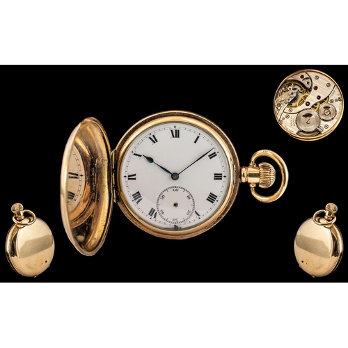 129 - Antique Period - Excellent Gold Filled Full Hunter Keyless Pocket Watch. Guaranteed to be of Two Pla... 