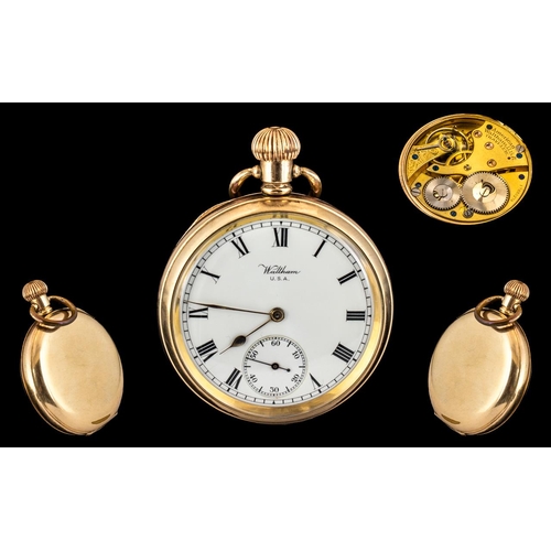 134 - American Waltham Traveller Gold Filled Open Faced Key-less Pocket Watch. c.1910. Guaranteed to be of... 