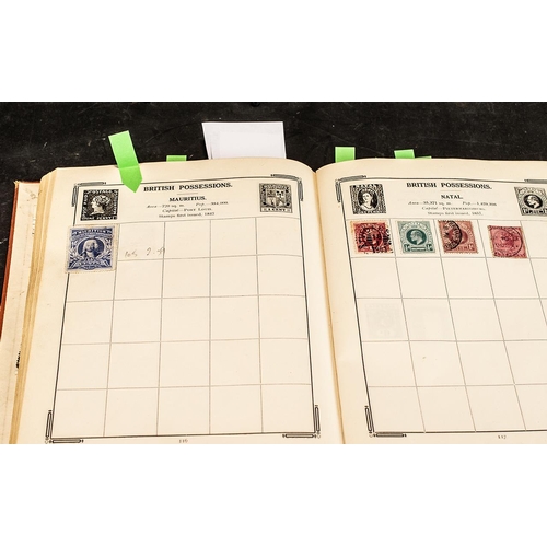 1397 - Very old Stanley Gibbons Improved stamp album No. 0 well filled with stamps from around the world. G... 