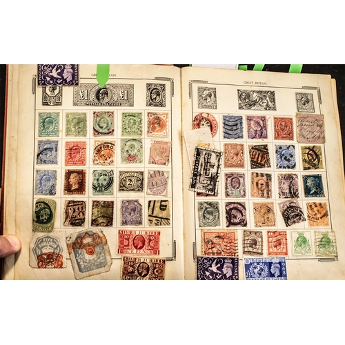 1397 - Very old Stanley Gibbons Improved stamp album No. 0 well filled with stamps from around the world. G... 