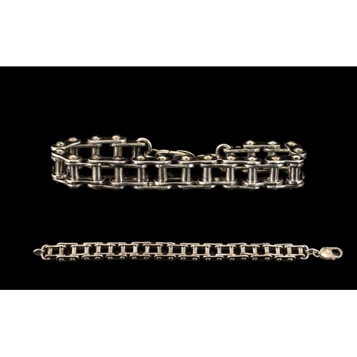 153 - An Excellent Vintage - Unusual and Well Made Bicycle Chain Bracelet with Strong Clasp. Fully Marked ... 