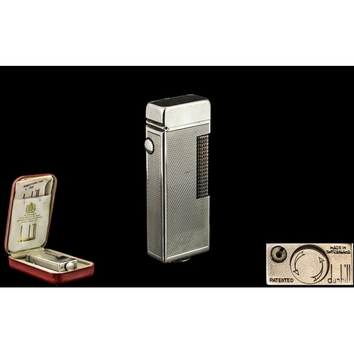 185 - Dunhill - Swiss Made Silver Plated Roll-a-gas Lighter with Original Box and Paper. c.1960's. Height ... 