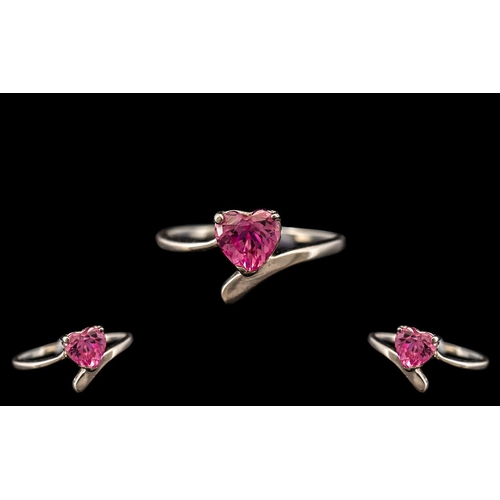 243A - Ladies Silver Ring set with a pink heart shaped stone of about 1ct; a very attractive design